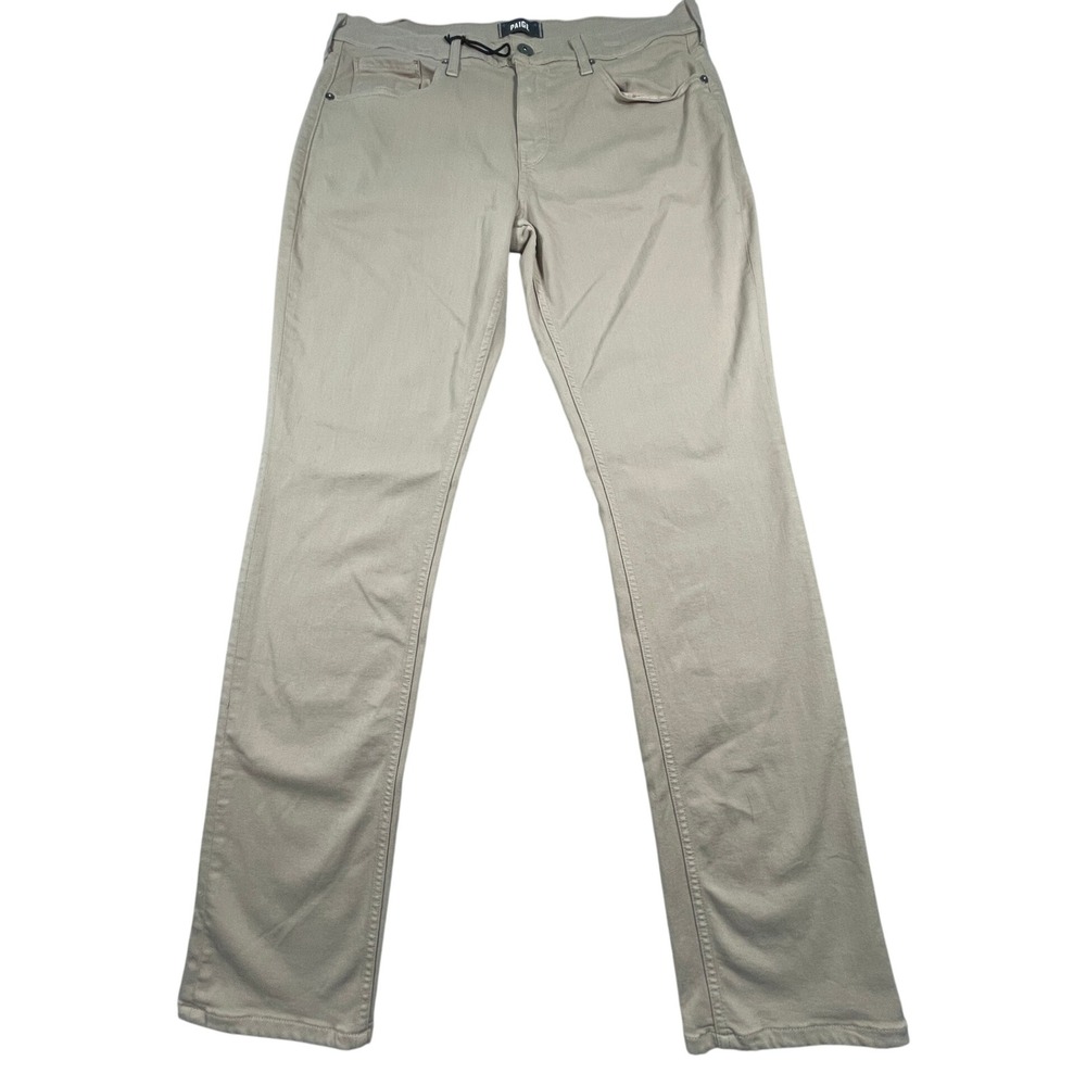 Paige Federal Slim Pants Mens 34 Tan Straight Transcend Stretch Khaki Chino